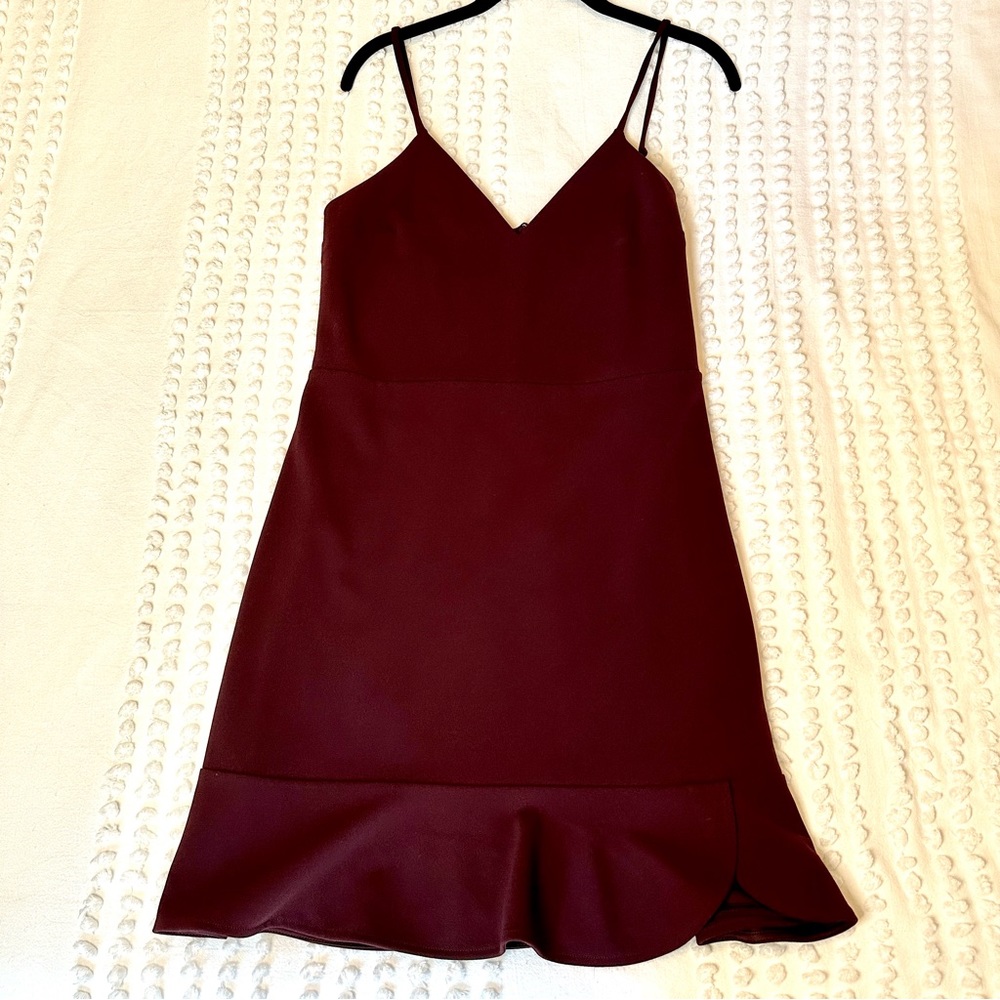 NWOT Express Burgundy Red Spaghetti Strap Dress, Size: L